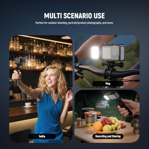 NEEWER Basics M20 Magnetic LED Camera Light Compatible with DJI OSMO Nano Action 3 4 5 Pro Cage NEEWER AC009 PRO Pocket 3 Accessories Expansion Adapter Plastic Mini Fill Light Attachment 5600K CRI95 - Image 3
