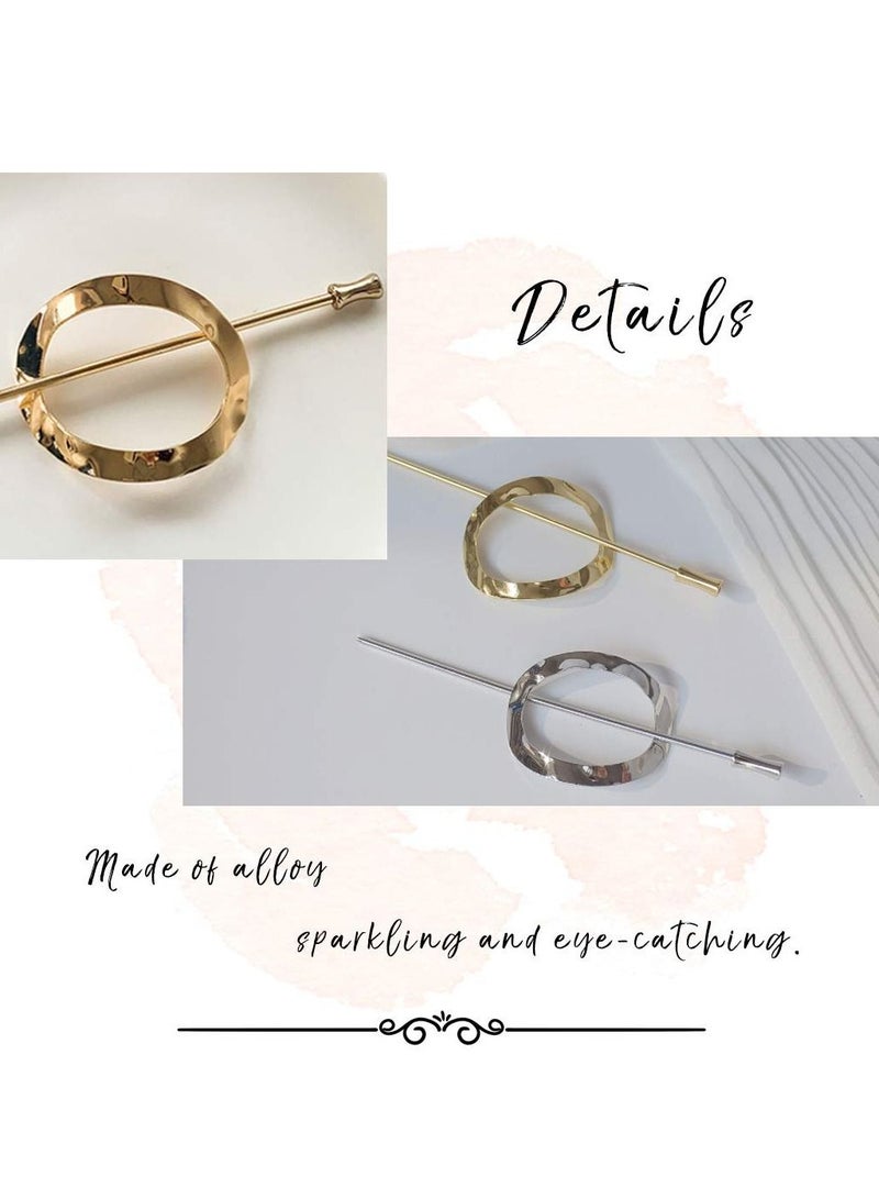 Y&D 2 Pieces Bun Cuffs Gold Hair Stick Vintage Bun, Elegant Hairpin Top Clip Women Accessories, Round Metal Cage for Girls Ladies (Gold + Silver) - Image 4