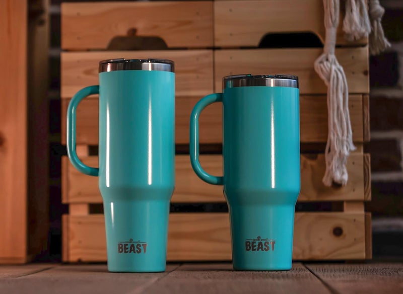 Greens Steel Beast 42 oz Tumbler Stainless Steel Vacuum Insulated Coffee Ice Cup Double Wall Travel Flask (Aqua Blue)  - Image 5