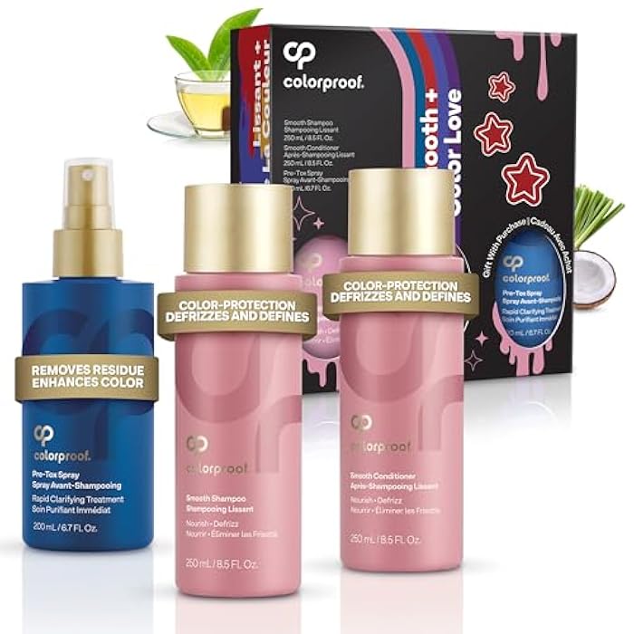 Colorproof Smooth Gift Set — Smooth Shampoo and Conditioner (8.5 Fl. Oz.) with Pre-Tox Spray (6.7 Fl. Oz.) — Color Safe Shampoo and Conditioner Set for Frizz-Prone, Color-Treated Hair - Image 1