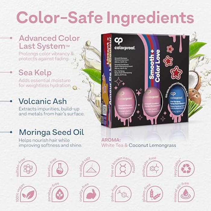 Colorproof Smooth Gift Set — Smooth Shampoo and Conditioner (8.5 Fl. Oz.) with Pre-Tox Spray (6.7 Fl. Oz.) — Color Safe Shampoo and Conditioner Set for Frizz-Prone, Color-Treated Hair - Image 3
