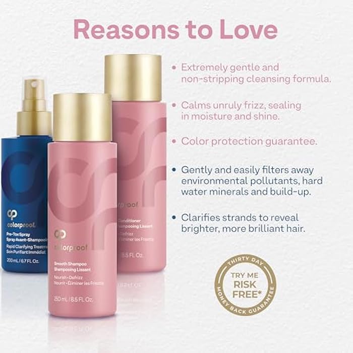Colorproof Smooth Gift Set — Smooth Shampoo and Conditioner (8.5 Fl. Oz.) with Pre-Tox Spray (6.7 Fl. Oz.) — Color Safe Shampoo and Conditioner Set for Frizz-Prone, Color-Treated Hair - Image 4