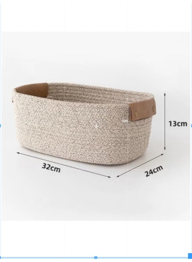 Anmi 2 Pack Woven Storage Basket with Handle,Baby Nursery Organizer for Clothes, Toys, Books Laundry Bin for Bathroom, Shelves, Pet Toys Beige Brown - Image 1