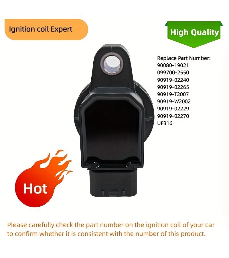 Ignition Coil 90919-02240 For Peugeot 108 Citroen C1 Toyota Aygo Iq Prius Yaris Yaris Verso 90080-19021 90919-02229 90919-02265 90919-02270 90919 W2002 - Image 2