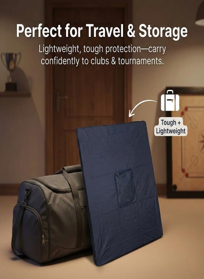 KNK Polyester Carrom Board Cover Champion Board Quality - Full & Half Carrom Cover with Extra Pocket for Coins, Striker & Powder (Champion Half Cover), Black - Image 4