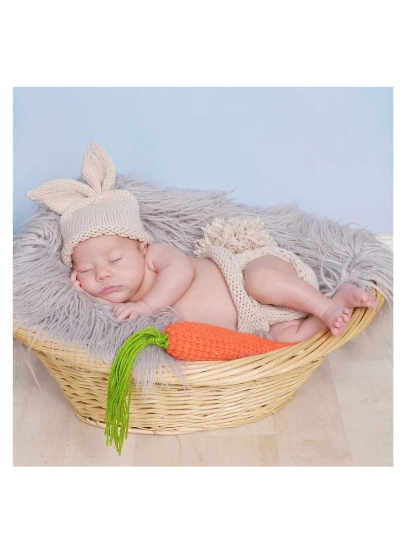 واي آند دي 3 دعائم تصوير للأطفال حديثي الولادة زي أرنب كروشيه طقم قبعة للصور من سن 0 إلى 6 أشهر - Image 2