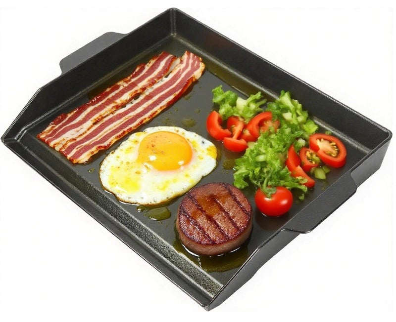 WEBROIL Universal Cast Iron Cooking Griddle InsertPreSeasoned Nonstick Coating Griddle Pan for Gas GrillBBQ Flat Top Grill Plate with High Sidewalls for All Grills and 4 Burner Range Oven185x14