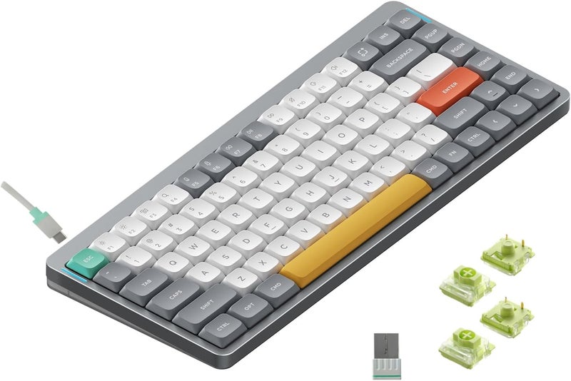 Nuphy Air75 V2 Portable 75% Mechanical Keyboard,Wireless Keyboard,Supports Bluetooth/2.4G/USB-C RGB Bluetooth Keyboards,Compatible with Windows/Mac OS/Linux Systems Gray-Gateron ALoe Switch - Image 1