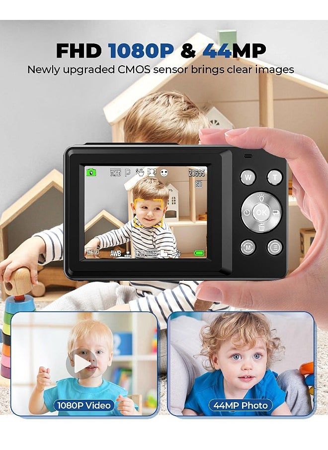 Mi VAZA - Autofocus Digital Camera for Kids - FHD 1080P 44MP - Rechargeable Compact Mini Camera with 16X Digital - Portable Pocket Camera - With 64GB Memory Card - Image 1
