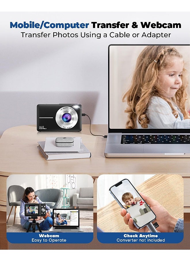 Mi VAZA - Autofocus Digital Camera for Kids - FHD 1080P 44MP - Rechargeable Compact Mini Camera with 16X Digital - Portable Pocket Camera - With 64GB Memory Card - Image 1