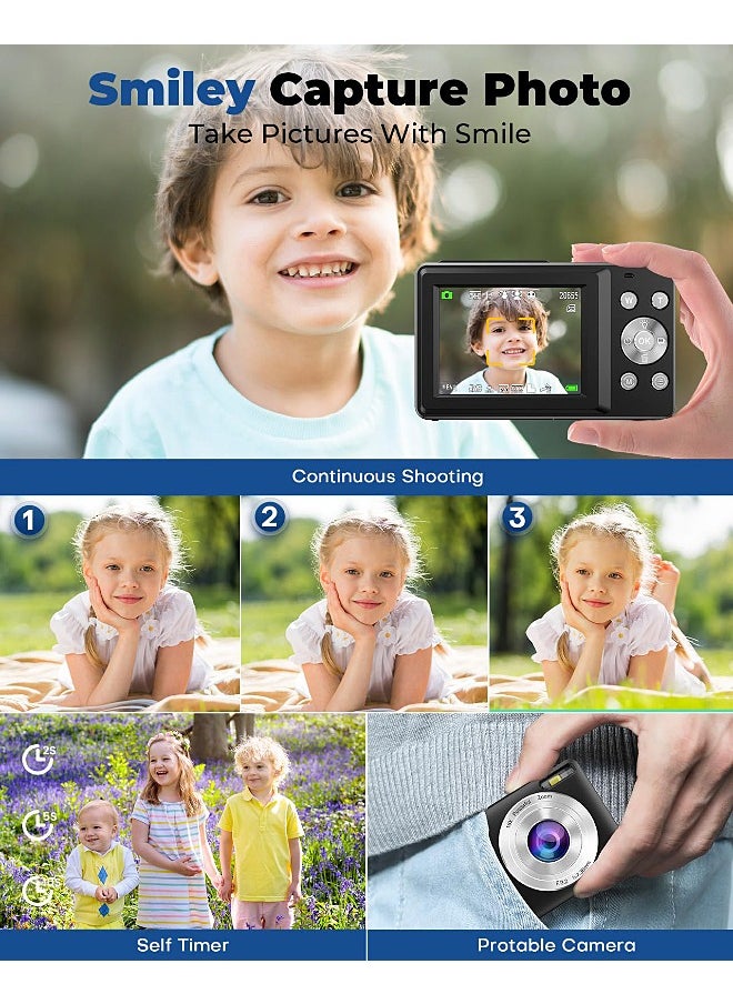 Mi VAZA - Autofocus Digital Camera for Kids - FHD 1080P 44MP - Rechargeable Compact Mini Camera with 16X Digital - Portable Pocket Camera - With 64GB Memory Card - Image 1