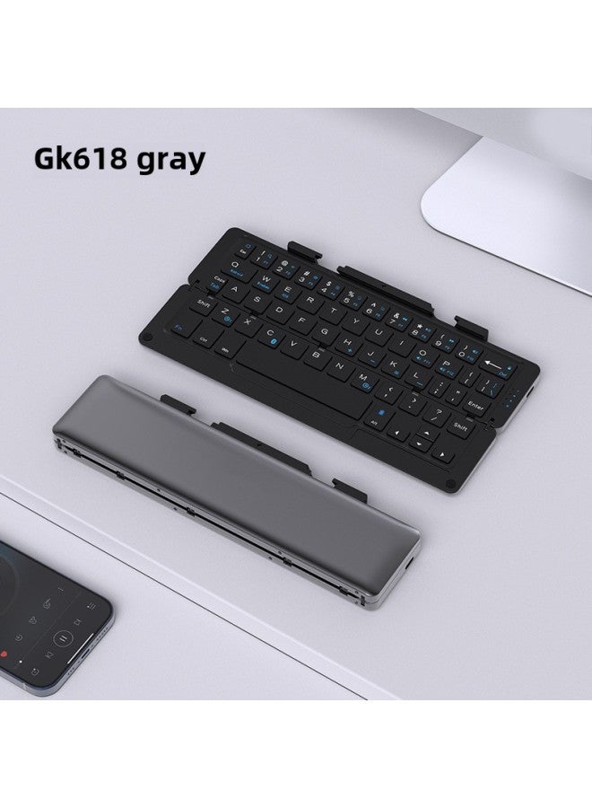 Geyes Direct Aluminum Alloy Wireless Bluetooth Folding Keyboard Explosions Special For Gifts-Color:Gray-Product Type:Dual Channel - Image 1