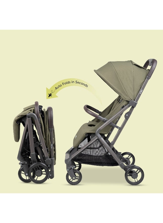 Jikel Nomad AutoFold Lightweight Travel Stroller - Olive Green - Image 3
