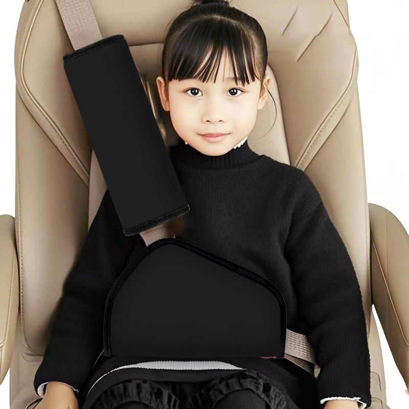 Mokiwala Kid's Shoulder & Belly Protective Padding - Soft Breathable Hypoallergenic Straps Cushion Cover for Booster Seat, Strollers, and High Chairs, Black - Image 2