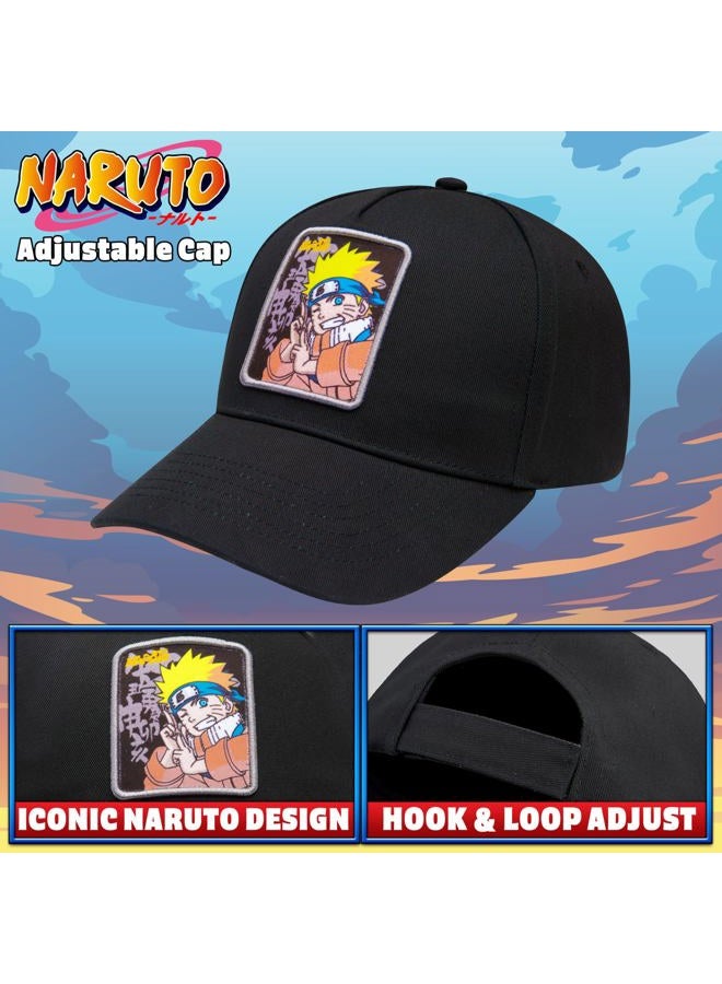 Naruto Boys Cap Summer Holiday Essentials Adjustable Strap Peaked Baseball Cap Boys and Teenagers Breathable Cotton Kids Sun Hat Anime Gifts for Boys Black - Image 3