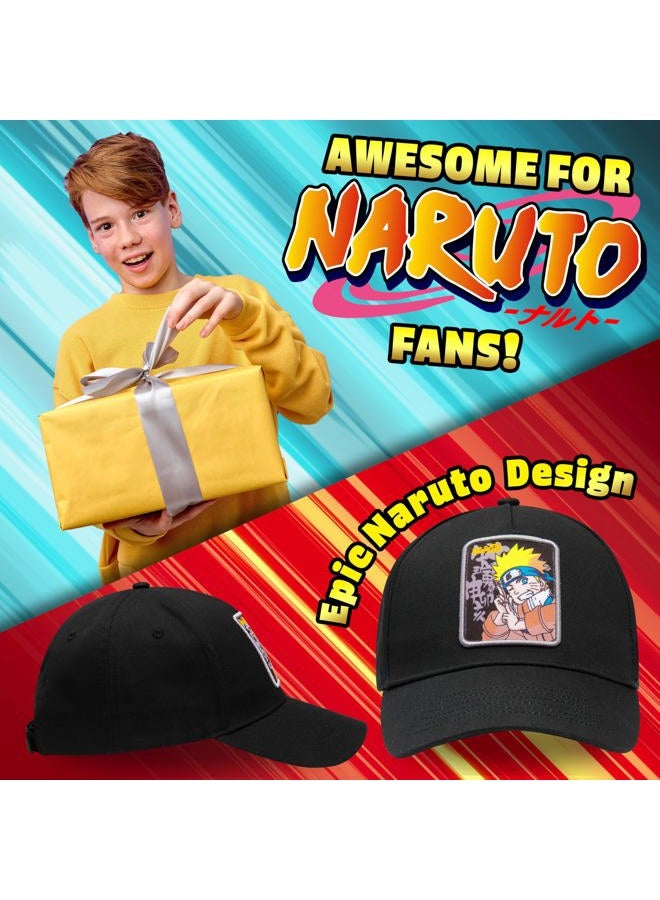 Naruto Boys Cap Summer Holiday Essentials Adjustable Strap Peaked Baseball Cap Boys and Teenagers Breathable Cotton Kids Sun Hat Anime Gifts for Boys Black - Image 4