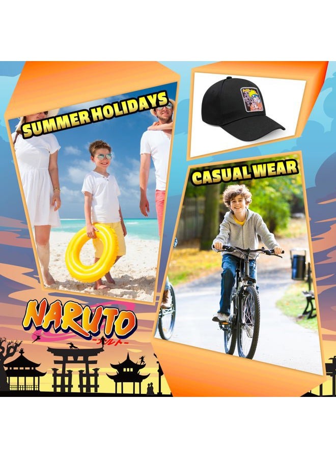 Naruto Boys Cap Summer Holiday Essentials Adjustable Strap Peaked Baseball Cap Boys and Teenagers Breathable Cotton Kids Sun Hat Anime Gifts for Boys Black - Image 5