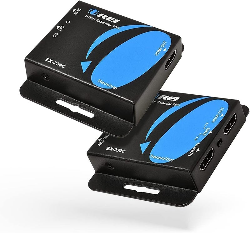 OREI 4K HDMI عبر إيثرنت ممتد RJ45 (CAT6/CAT7) – 4K@30Hz حتى 131 قدم / 1080p حتى 230 قدم، جهاز إرسال واستقبال POC كامل HD مع مخرج حلقة IR (EX-230C) - Image 1