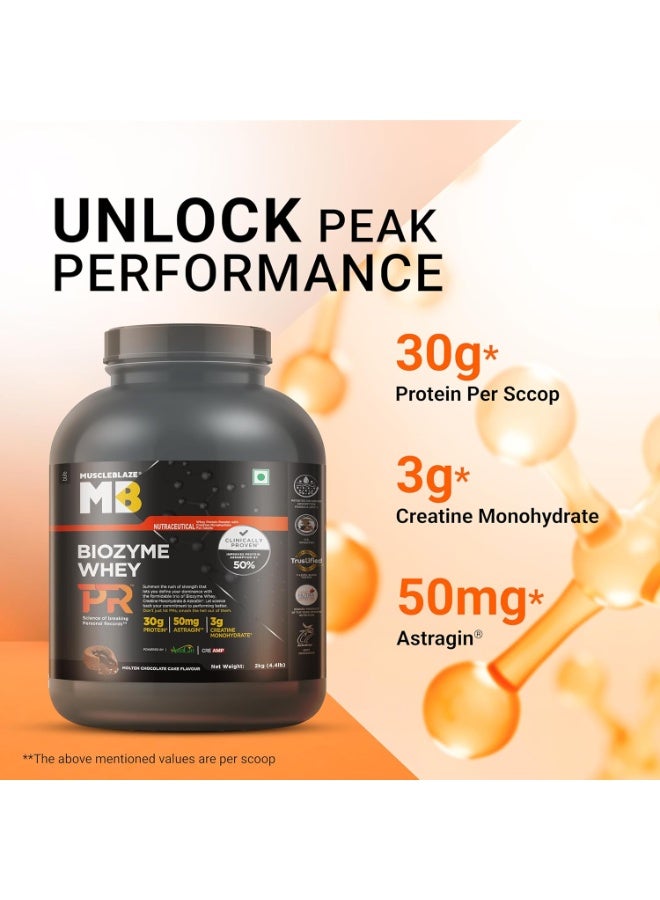 مسل بلايز مسحوق بروتين مصل اللبن MuscleBlaze Biozyme Whey Protein PR (يحتوي على 30 جم بروتين، و3 جم كرياتين مونوهيدرات، و50 مجم AstraGin) - نكهة كعكة الشوكولاتة الذائبة (Molten Chocolate Cake)، وزن 2 كجم / 4.4 رطل | حاصل على شهادة Trustified Gold - Image 4