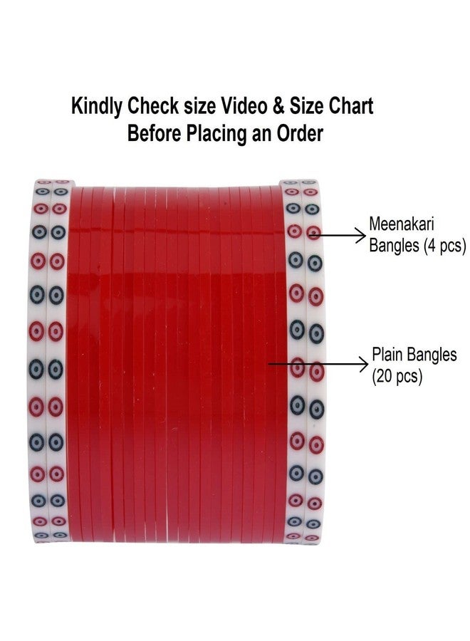 Efulgenz Bridal Red Indian Bangles for Women Punjabi Chuda Traditional Wedding Bridal Chura Acrylic Bracelet Bangle Fashion Jewelry Size 2.8 - Image 5