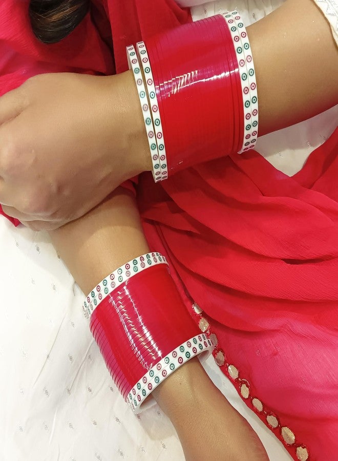 Efulgenz Bridal Red Indian Bangles for Women Punjabi Chuda Traditional Wedding Bridal Chura Acrylic Bracelet Bangle Fashion Jewelry Size 2.8 - Image 4
