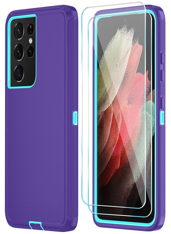 ONOLA Phone Case for Samsung Galaxy S21 Ultra Case with HD Screen Protector, Heavy Duty Shockproof & Dropproof 3-Layer Cover Phone Case for Galaxy S21 Ultra 6.8'',PurpleSkyblue - Image 1