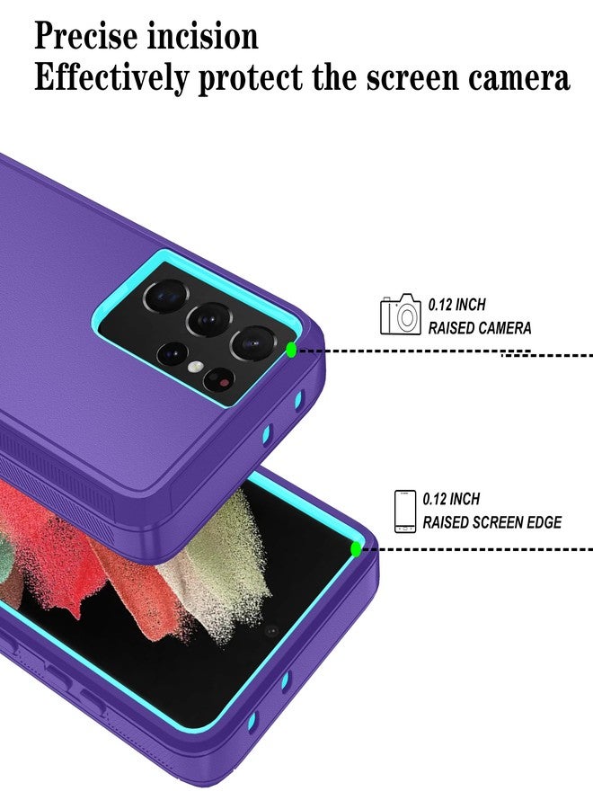 ONOLA Phone Case for Samsung Galaxy S21 Ultra Case with HD Screen Protector, Heavy Duty Shockproof & Dropproof 3-Layer Cover Phone Case for Galaxy S21 Ultra 6.8'',PurpleSkyblue - Image 4