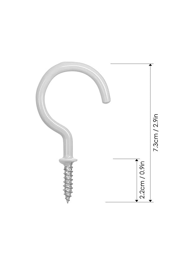 PROMASS promass 20 Pack Cup Hook Ceiling Hooks, 2.9 Inches Vinyl Coated Screw Hanger for Indoor and Outdoor Use - White  - Image 4