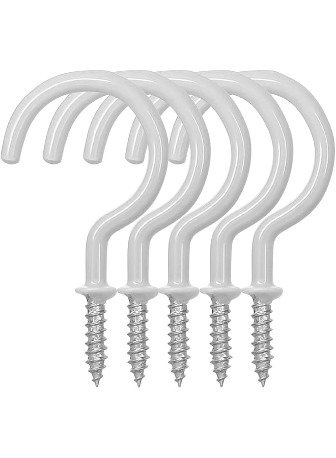 PROMASS promass 20 Pack Cup Hook Ceiling Hooks, 2.9 Inches Vinyl Coated Screw Hanger for Indoor and Outdoor Use - White  - Image 1