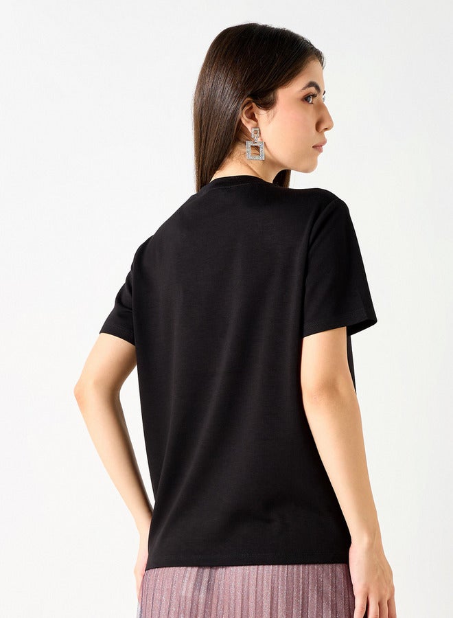 2Xtremz Embellished Crew Neck T-shirt with Short Sleeves - Image 3