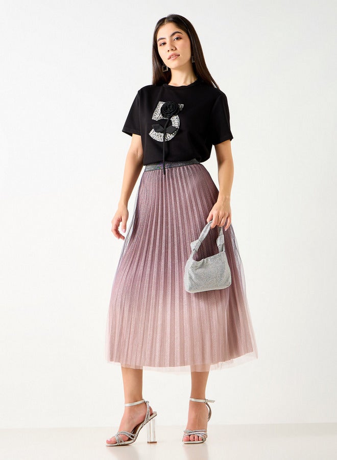 2Xtremz Embellished Crew Neck T-shirt with Short Sleeves - Image 2