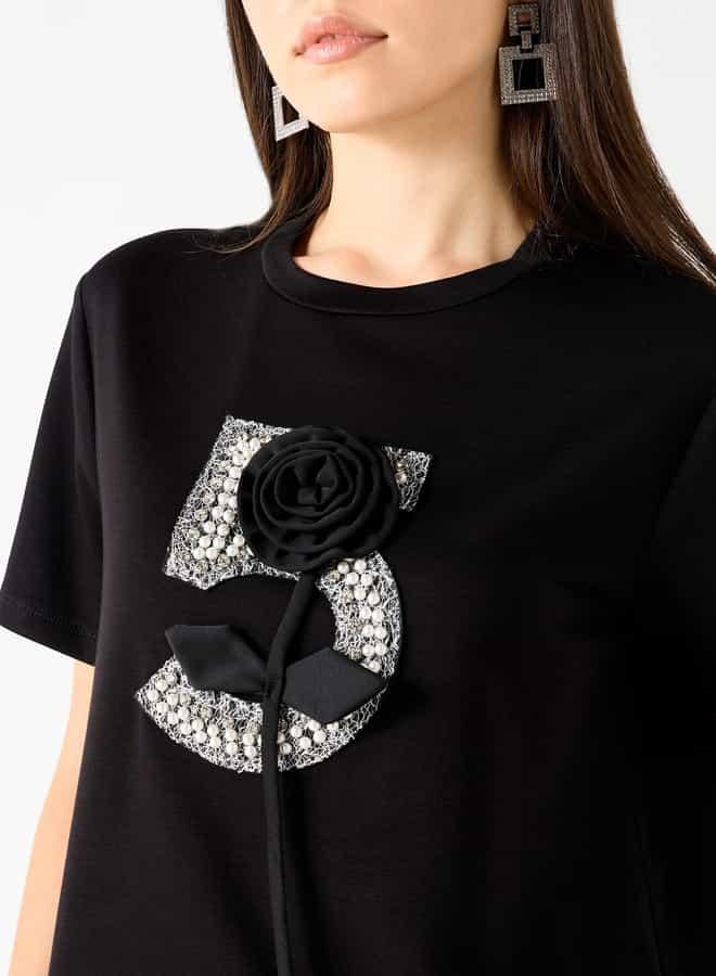 2Xtremz Embellished Crew Neck T-shirt with Short Sleeves - Image 4
