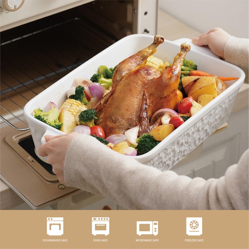 Dafuceramic Casserole Dish for Oven, 4.2 QT Baking Dish, 9x13 Large Porcelain Baking Pan, Durable Rectangular Lasagna Pan Deep with Handles, Microwave Oven Safe - Image 4