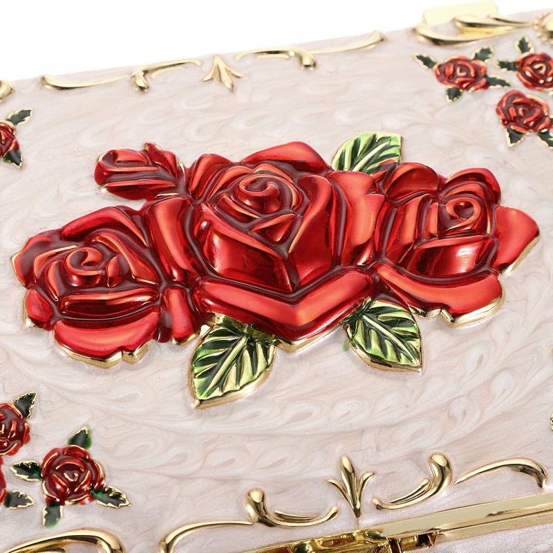 Hipiwe Metal Decorative Jewelry Box Vintage Treasure Chest Case Ornate Trinket Organizer Earrings Necklace Bracelet Storage Box Ring Holder Keepsake Box for Women Girls - Image 5
