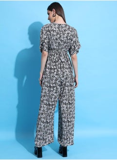 Tokyo Talkies Paisley Floral Print V Neck Front Twisted Jumpsuit by Styli  - Image 3