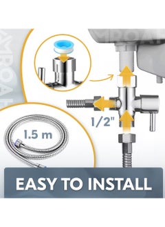 AMROAH Handheld Bidet Sprayer Set for Toilet with Hose & Easy Installation, Stainless Steel Bidet Toilet Sprayer Shower Adjustable Water Pressure Control for Feminie Wash Baby Wash Pets Wash Clothes  - Image 4