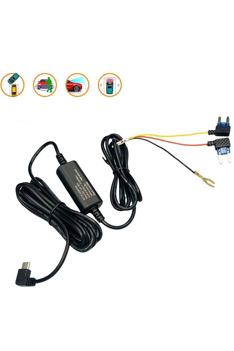 Dash Cam Hard Wire Kit 10ft – Durable Parking Monitor Buck Line with Low Voltage Protection, Portable 5V/2A Car Charger Cable for DVR, GPS, Radar Detector, Type C Curved Universal Set (12-30V) - Image 1