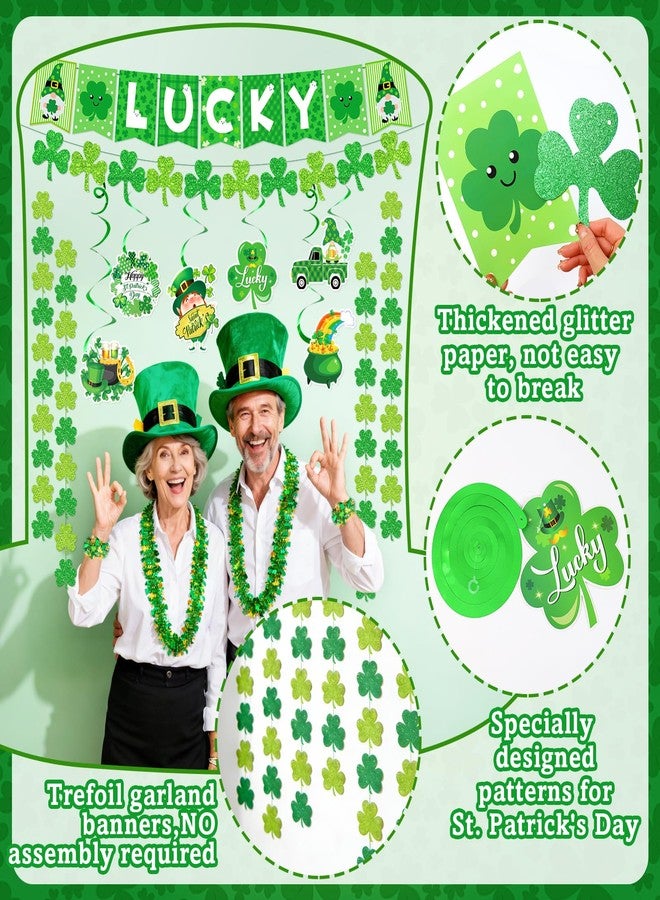 Bolake St Patricks Day Decorations Shamrocks Lucky Banner St Patricks Day Garlands Shiny Aluminum Film Twist Garland for St Patricks Day Decor Irish Lucky Day Party Decorations Supplies - Image 4