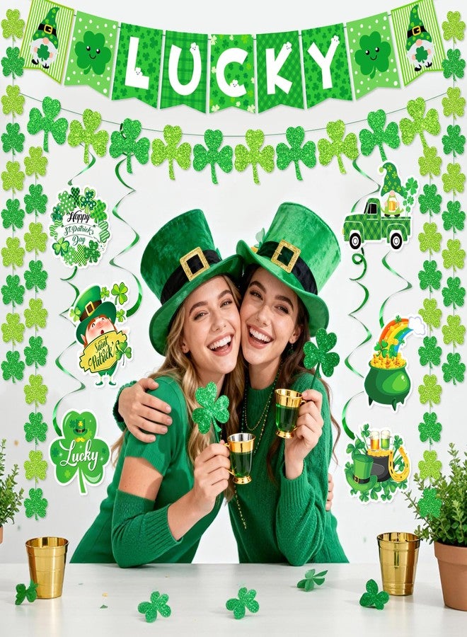 Bolake St Patricks Day Decorations Shamrocks Lucky Banner St Patricks Day Garlands Shiny Aluminum Film Twist Garland for St Patricks Day Decor Irish Lucky Day Party Decorations Supplies - Image 3