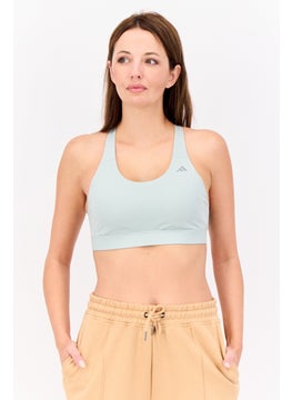 Adidas Women Brand Logo Padded Training Sports Bra, Pale Green  - Image 1