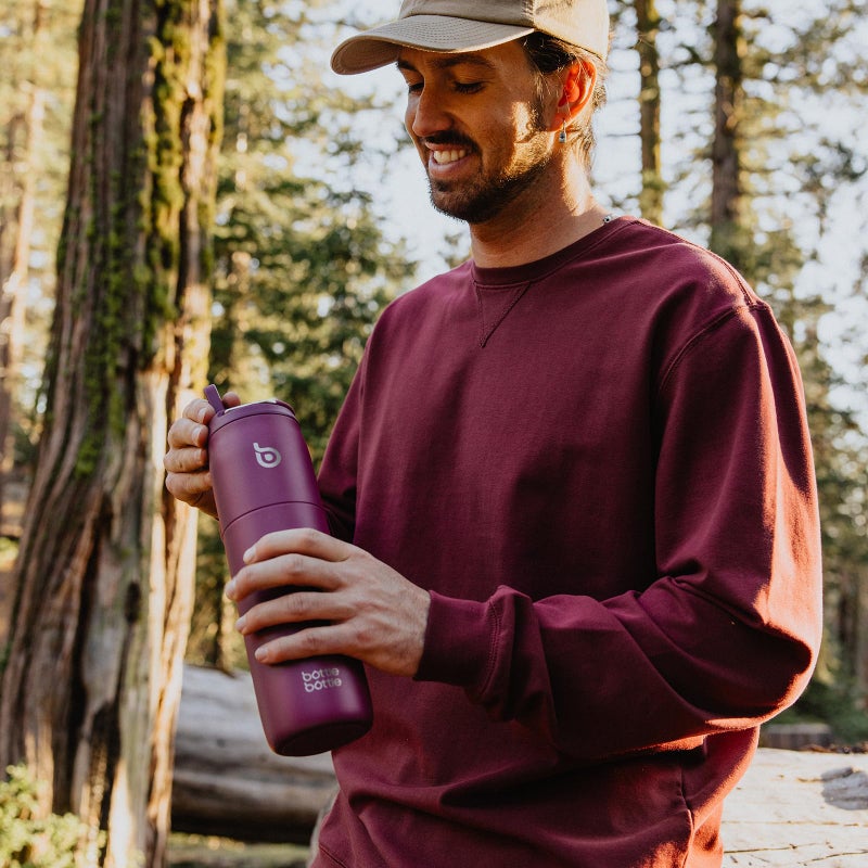 bottle bottle زجاجة زجاجة زجاجة ماء من الفولاذ المقاوم للصدأ مع قشة وغطاء، 32 أونصة كوب معزول بالفراغ، يبقى بارداً وساخناً، زجاجات ماء رياضية مقاومة للتسرب بفم واسع باللون الأحمر - Image 2