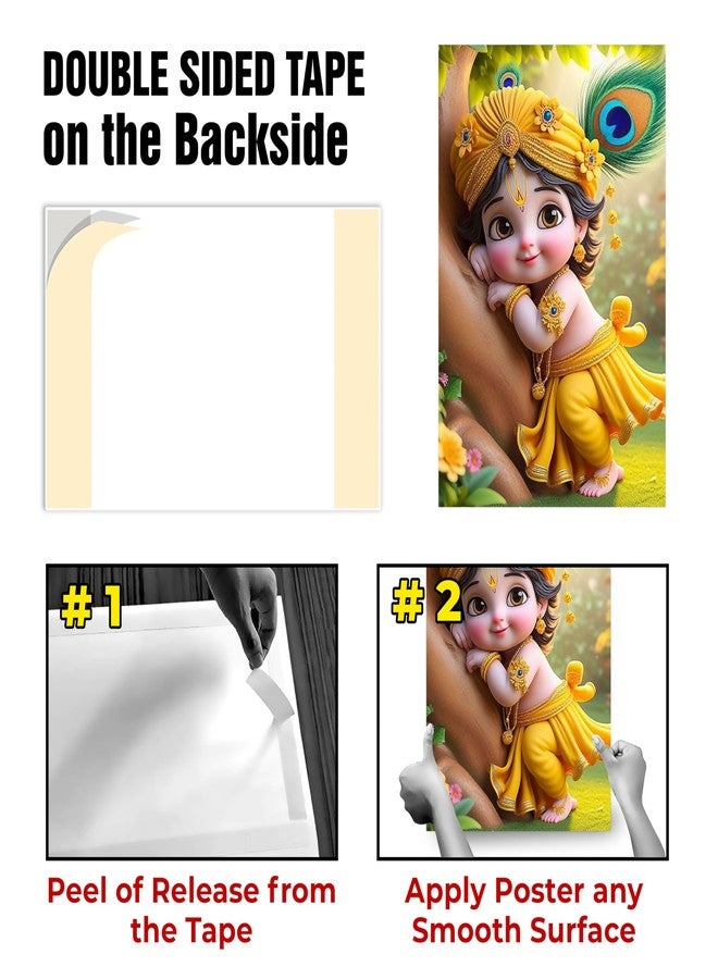 Goelite Plastic Bal Gopal Krishna Photo For Pregnant Women Poster For Decoration Wall S Bedroom, Living Room, And More | Cute Baby Krishna Wall Poster Size: 18X12 Inches Set Of 1 (Design 22) - Image 3