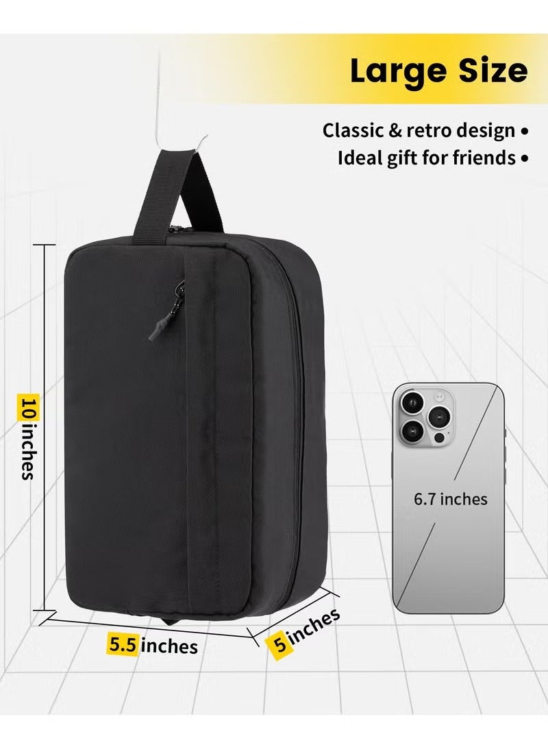 مجموعة أدوات الحلاقة المعلقة للرجال - حقيبة حلاقة مقاومة للماء بسعة كبيرة، منظم سفر أسود - Image 2