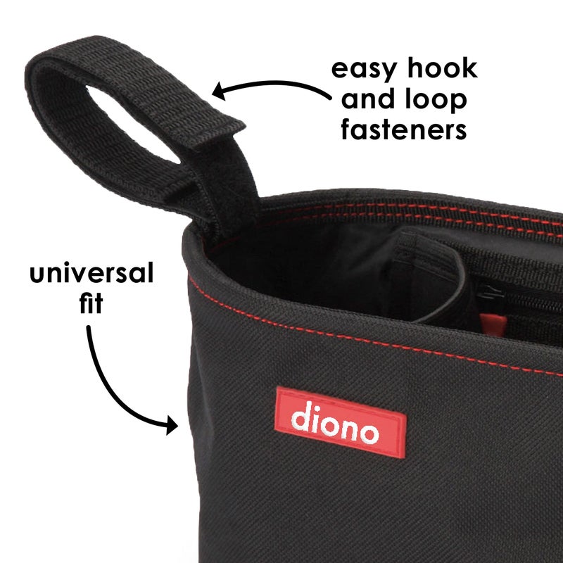 Diono Buggy Buddy Universal Stroller Organizer with Cup Holders, Secure Attachment, Zippered Pockets, Safe & Secure, Black - Image 5