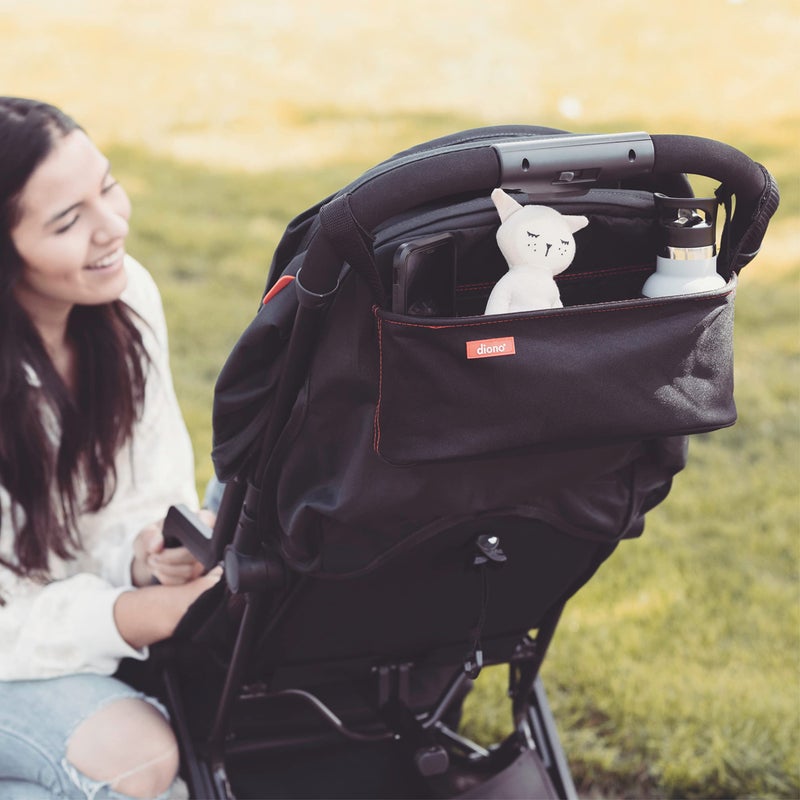 Diono Buggy Buddy Universal Stroller Organizer with Cup Holders, Secure Attachment, Zippered Pockets, Safe & Secure, Black - Image 2
