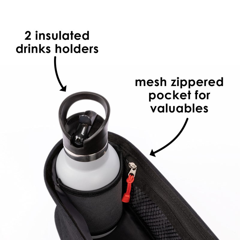 Diono Buggy Buddy Universal Stroller Organizer with Cup Holders, Secure Attachment, Zippered Pockets, Safe & Secure, Black - Image 3