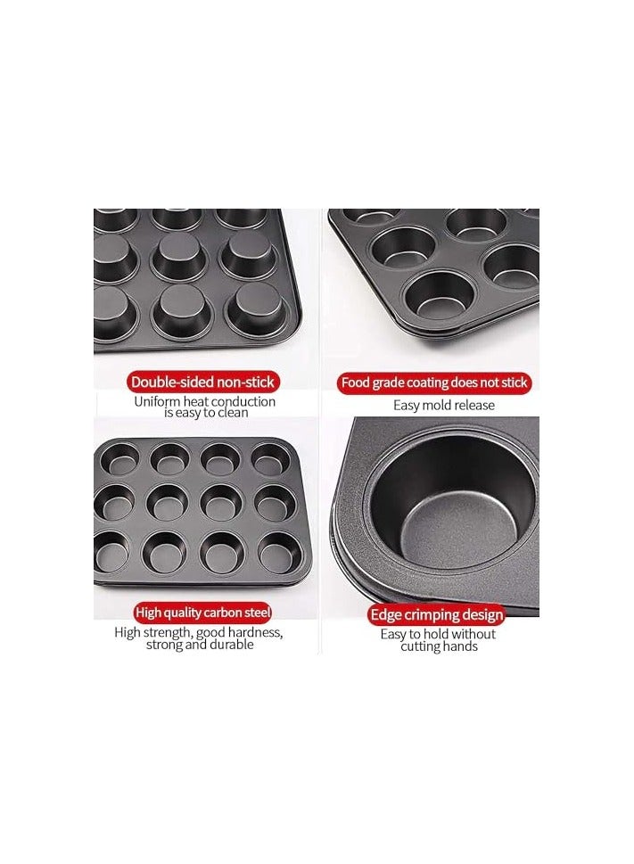 Green Tiger [2-Pack] 12 Cup Cupcake Baking tray Non-Stick Carbon Steel Muffin Tray Oven Baking Pan Heat Resistant Bakeware Pan perfect for making Cupcakes, Mini Pie - Image 5