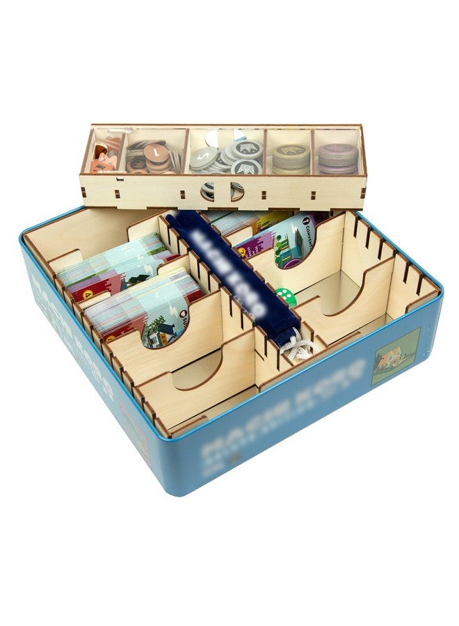 The Broken Token Machi Koro Compatible Deluxe Edition Game Organizer - Wood Storage Box with Multiple Dividers, Rows and Bit Boxes - Image 4