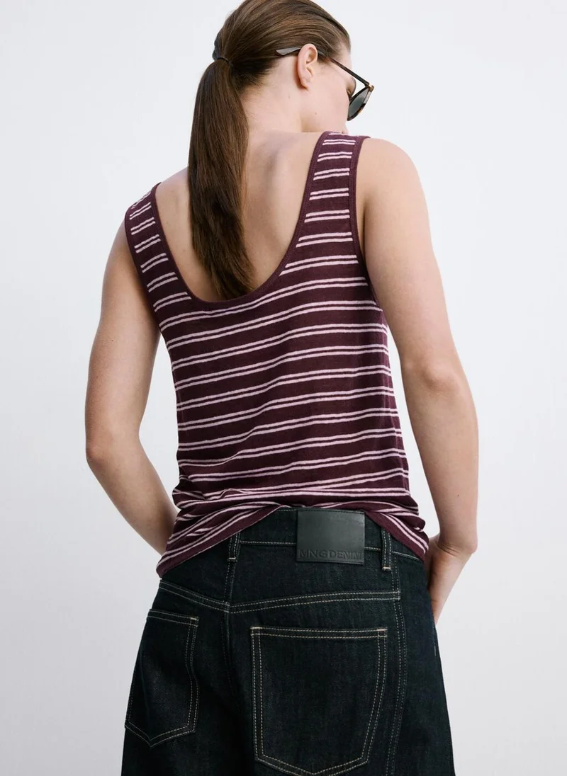 MANGO Linen Top With Round Neckline