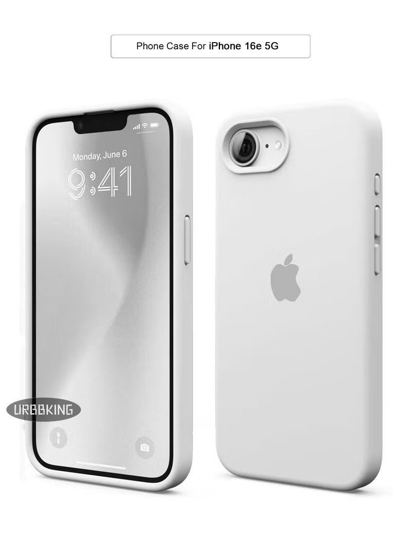 URBBKING iPhone 16e Liquid Silicone Case Cover,Full Body Protection,Shockproof,Slim, Anti-Scratch Soft Microfiber Lining,Slim Protective Back Cover with Comfortable Hold Touch Feeling and Anti-fingerprint , White  - Image 1